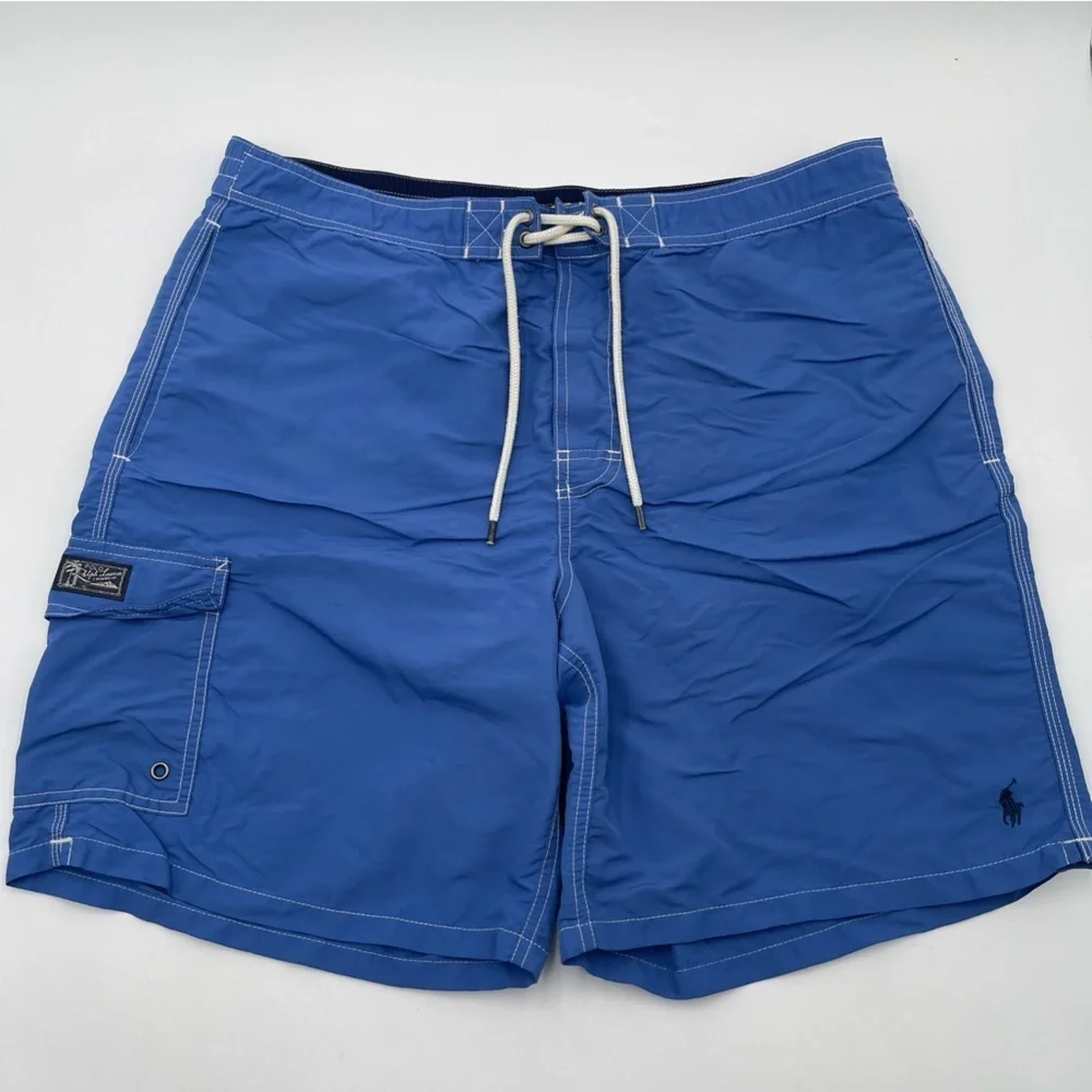 Polo Ralph Lauren Kailua Swim Trunks Size XL Blue Lined Cargo Pocket Swimwear